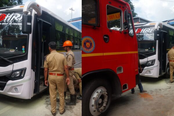 കടയ്ക്കലിൽ ടൂറിസ്റ്റ് ബസിന് തീപിടിച്ചു